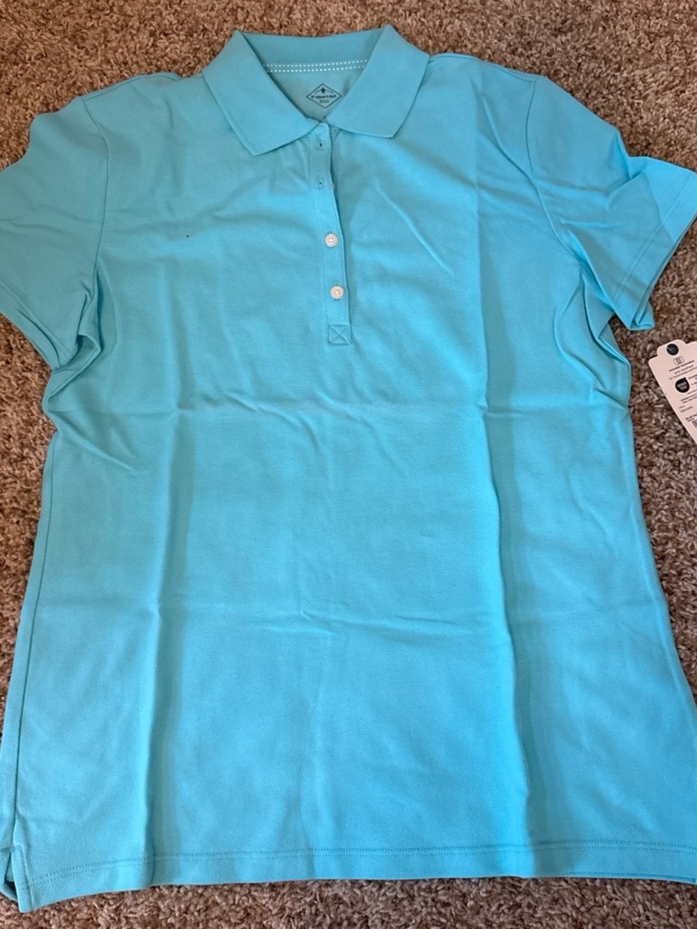 NWT St. John’s Bay size Small Light Blue Classic Polo Shirt with Buttons